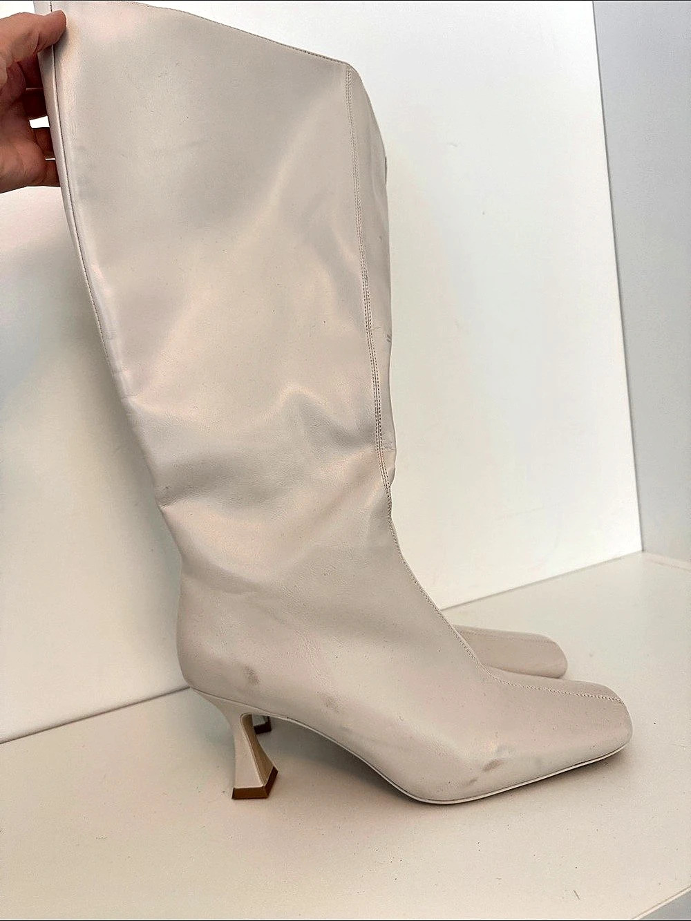 Jeffrey Campbell Over-the-Knee Boots in Cream US 8